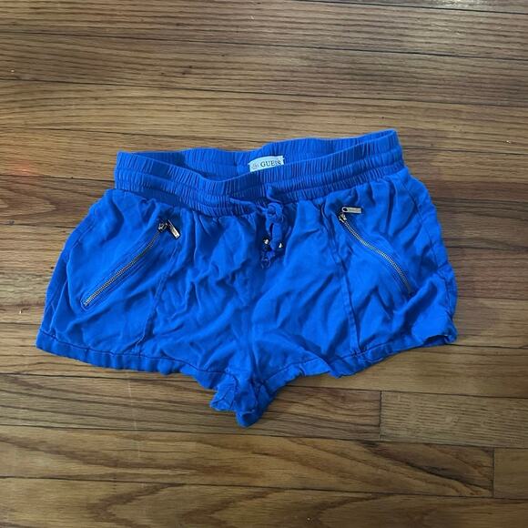 Guess Blue Drawstring Shorts with Zipper Pockets – Sporty & Stylish Comfort - Picture 1 of 9